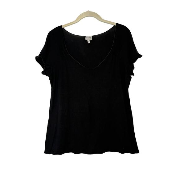 Armani Collezioni Black Short Sleeve V Neck Blouse Size 12 - Picture 1 of 4